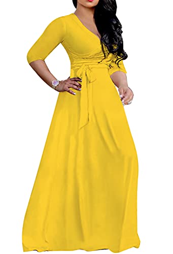 Image of LightlyKiss Plus-Size Maxi Dresses for Women African Summer 3 /4 Sleeves Beach Sundress with Pockets