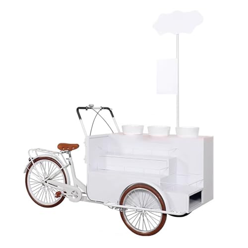 TT-YEC Triciclo De Flores con Pedales De Carga Frontal, Vehículo De Exhibición De Gran Capacidad Y Múltiples Capas, Mesa Ensanchada con Caja De Almacenamiento, Remolque De Flores,Blanca