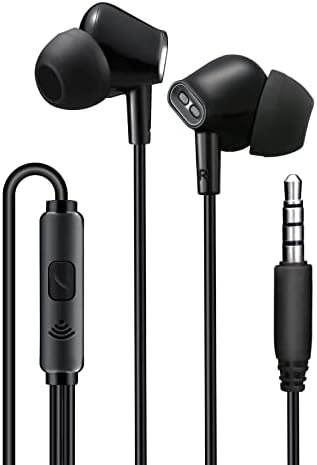 Aylaa AY8 Wired Earbuds Headphones in-Ear Earphones with Microphone Remote. 3.5mm Plug in Audio Jack - Black (Black)