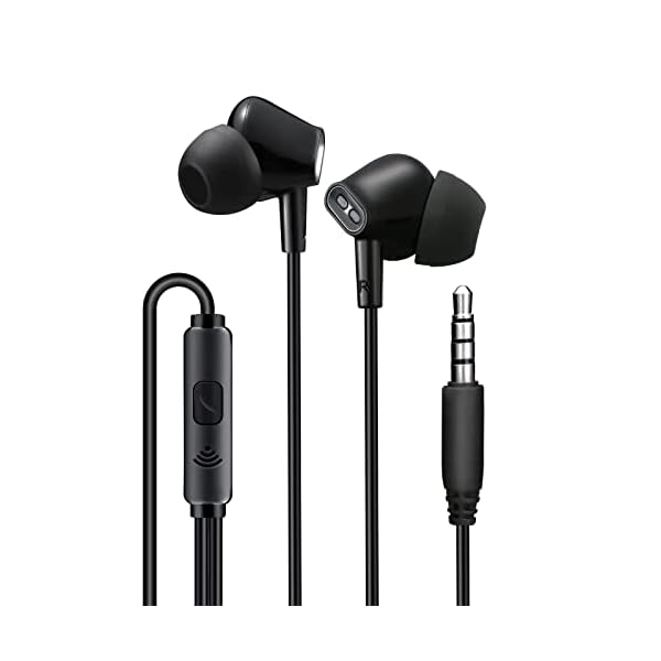 Aylaa AY8 Wired Earbuds Headphones in-Ear Earphones with Microphone Remote. 3.5mm Plug in Audio Jack – Black (Black)