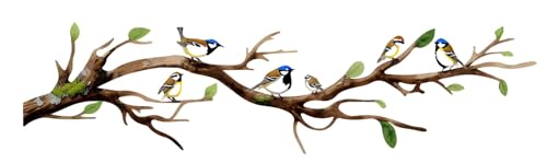 ShxTrade Metal Birds Wall Art, Vivid Birds on Branch Silhouette Wall Decor Leaves with Bird Sign Wall Sculpture Indoor Outdoor Home Living Room Bedroom Balcony Garden Decor (Colorful,Small)