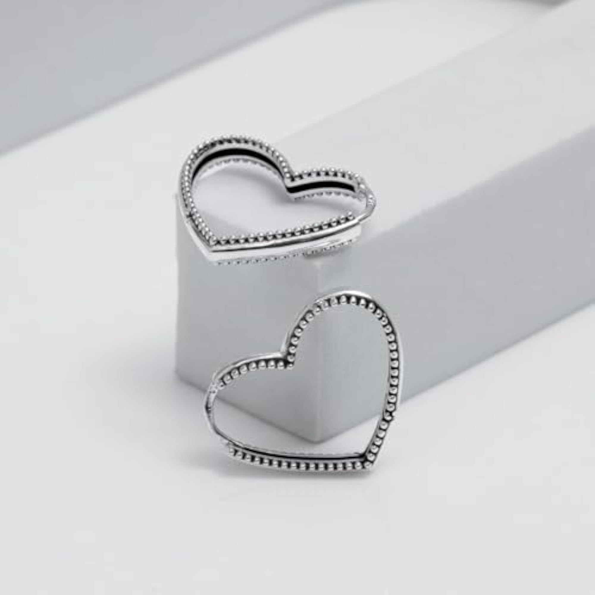 Women's 925 Sterling Silver Heart Hoop Earrings, Antique Style