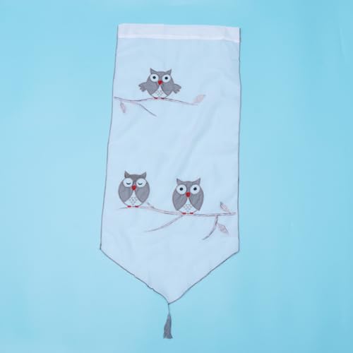 Cortina triangular bordada de búho MAGICLULU de poliéster artístico de alta densidad textil 4