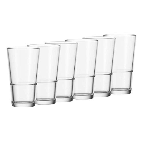 Leonardo Event Trink-Gläser, 6er Set, spülmaschinenfeste Longdrink-Gläser, Trink-Becher aus Glas im klassischen Stil, Getränke-Set, 315 ml, 010899