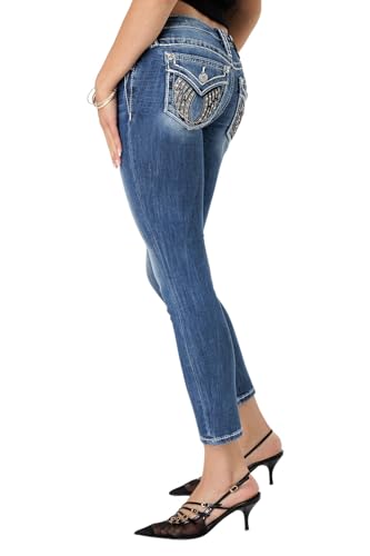 Miss Me Women's Leather Shadow Wings Low-Rise Skinny Jeans3