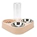 Double Dog Cat Bowls, Pet Waterer Bottle Food Bowl Set, Prevent Spill Triple Cat Bowls with Automatic Water Bottle for Cat Dog Pink