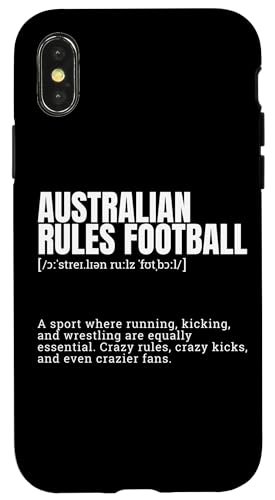 Carcasa para iPhone X/XS Divertidas reglas australianas Fútbol Loco Fans Definición