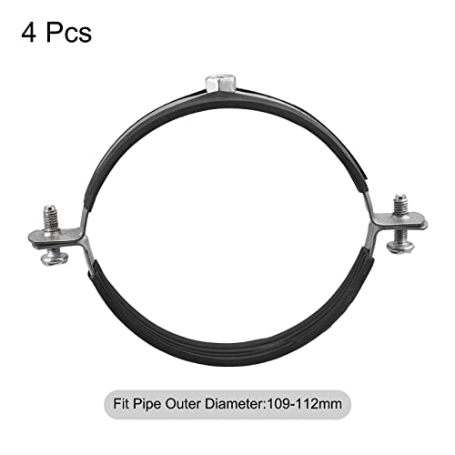Uxcell 109-112Mm Rigid Pipe Strap Clamps, Carbon Steel Pipe Bracket Tube Clip M8 Nut Size For Water Tube Pipe 4 Pcs #TOP2