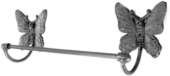Cast Iron Butterfly Towel Bar Natural Gray 24 w/Hardware