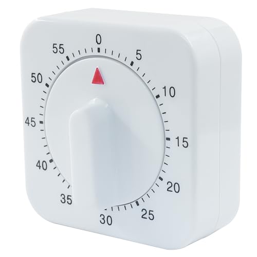 Verkelly 60 Minute Mechanical Kitchen Timer - Loud Alarm Visual Countdown Timer for Cooking, Baking, Homework, and Exercise - No Batteries Required(White)