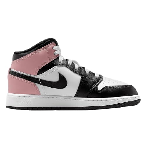 Deportivas Air Jordan 1 Mid (GS) Starfish Blanco/Negro-Rosa Óxido para niños, talla 5 2