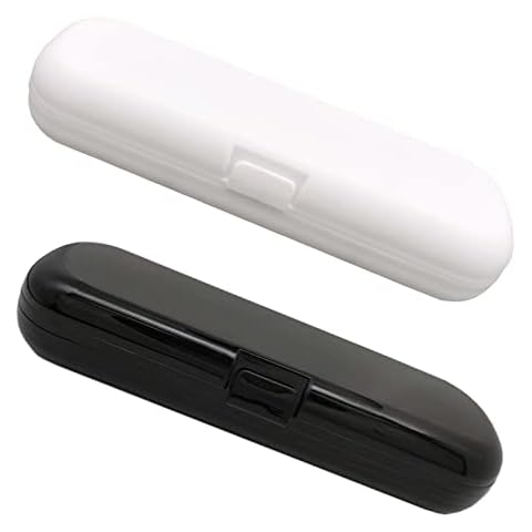 Hovesty 2 Pcs Electric Toothbrush Travel Case, Portable Travel Toothbrush Holder for Electric Toothbrush Set (White and Black) Cover