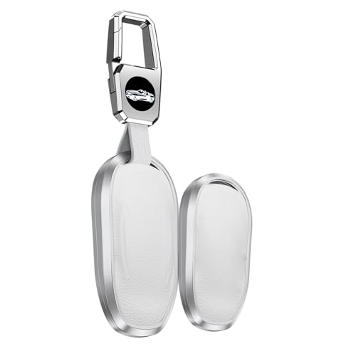Coque de porte-clés en cuir pour Tesla blanc évitez les rayures et les bris de clé