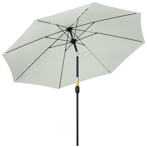 Outsunny Ombrellone da Giardino 2.65x2.65m Inclinabile su 3 Angolazioni con Manovella, Ombrellone da Esterno con 8 Stecche in Alluminio e Poliestere 180g/㎡, per Cortile, Terrazza e Balcone, Crema