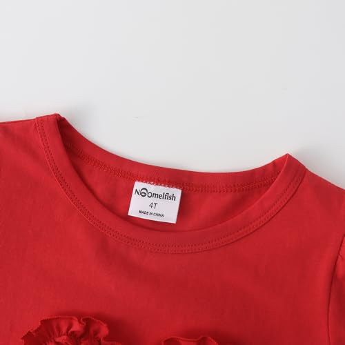 Noomelfish Girls Ruffle Heart T-Shirts Cute Short Sleeve Tee Tops (3-12 Years)3