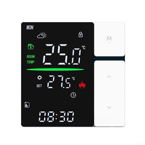 Termostato inalámbrico inteligente, control LED y termostatos de habitación montados en la pared, termostato inteligente programable para calefacción eléctrica de agua (blanco 3A)