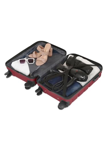 Image of Teakwood Unisex Trolley Bag, Hard Side Cabin, Lock System 360 Degree 8 Wheel Suitcase (S, Maroon)