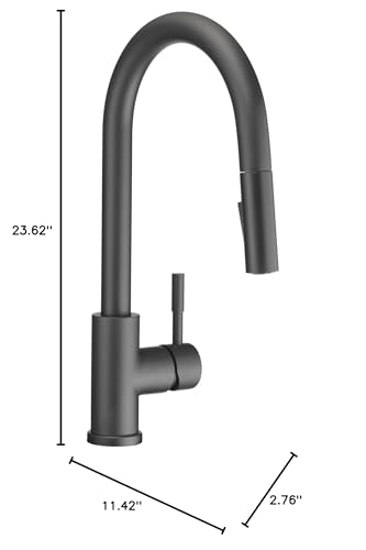 Image of Dura Faucet DF-MK530SLK-MB RV Pull-Down Kitchen Faucet (Matte Black) | Single handle pull-down kitchen faucet for RV and camper galleys. Matte Black finish. Easy DIY install.
