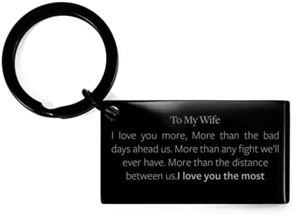 to My Wife Keychain I Love You More I Love You The Most for Wife Engraved Keychain Brithday Anniversary