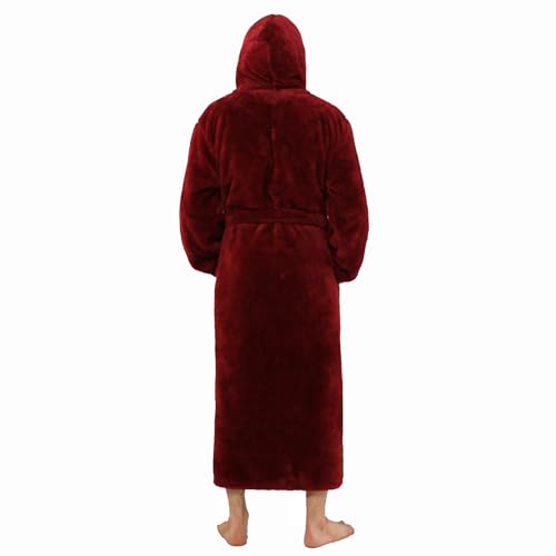 Men's Soft Fleece Plush Robe with Hood Super Warm Luxury Winter Full Length Long Soft Bathrobe2