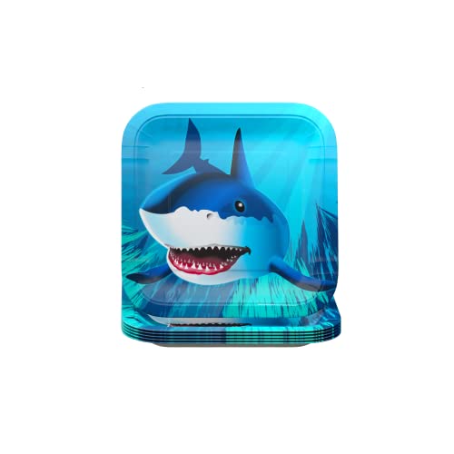 Shark Party Supplies Packs (100 Pieces for 16 Guests) - Shark Birthday Decorations, Shark Theme Party, Shark Baby Shower, Under the Sea Party, Shark Party Plates and Napkins, Blue Orchards - Thumbnail 3