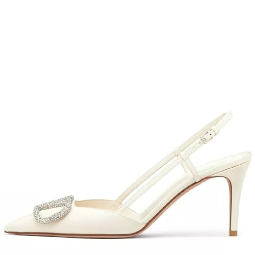 Image of BlingQueen Women Heeled Slingback Sandals Closed Pointed Toe Stiletto High Heels Patent Leather Pumps Slip-On Backless Evening Prom Party Dress Shoes