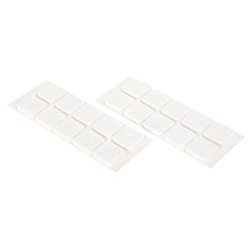 COGEX - Patin adhesif carré feutre - Couleur: Blanc - 20 x 20 mm - 20 pièces - Facile et rapide à poser - Anti-rayures - Protège les sols de façon à déplacer les meubles sans rayer le sol