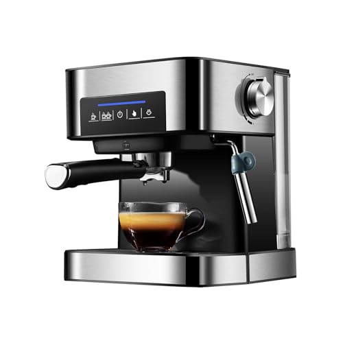FfiMe Espresso Machine, Fully Automatic Coffee Machine, Latte and Cappuccino Coffee Machine with 1.6L Water Tank, Color Touch Display, Double Nozzle