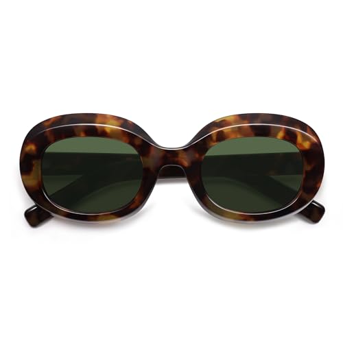 Retro Oval Sunglasses for Women Men Trendy Hexagon 90s Sunnies Chunky Shades AP3712