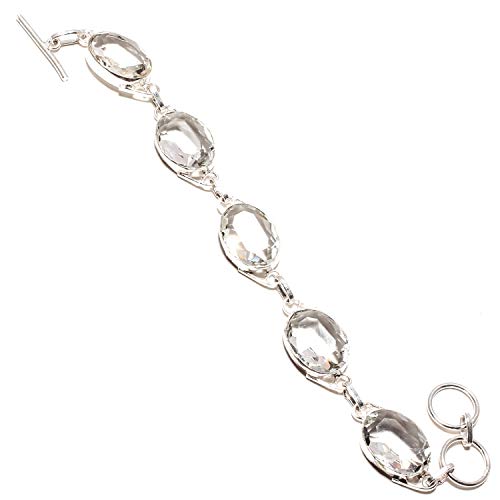 Bracelet topaze blanche argent 925 flexible réglable fait main SF-1185