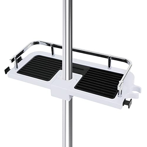 SYDE Duschablage Ohne Bohren Duschkorb für Duschstange, Badezimmer Duschregal Verstellbar Höhe Organizer Badablage für Duschstange mit Durchmesser von 19mm - 25mm Cover