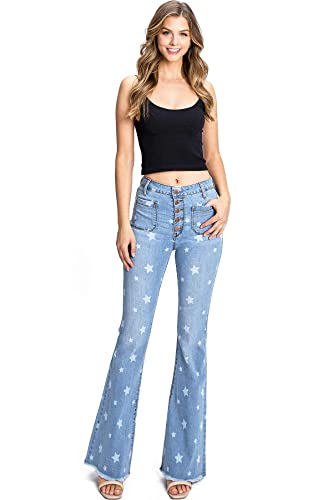 Angry Rabbit Women's Juniors High Waist Stretchy Premium Flare Jeans4
