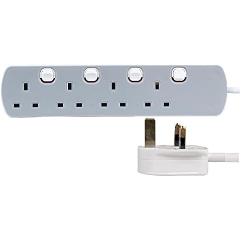 PRO ELEC PELB1767 4 Gang Individually Switched Extension Lead Grey, 5m Cover