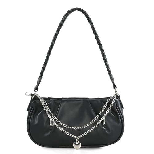 Image of Shoulder Bag for Women Y2K Trendy Ruched Underarm Bag Mini Hobo,the Arm Purses Clutch Purse with Zipper Closure