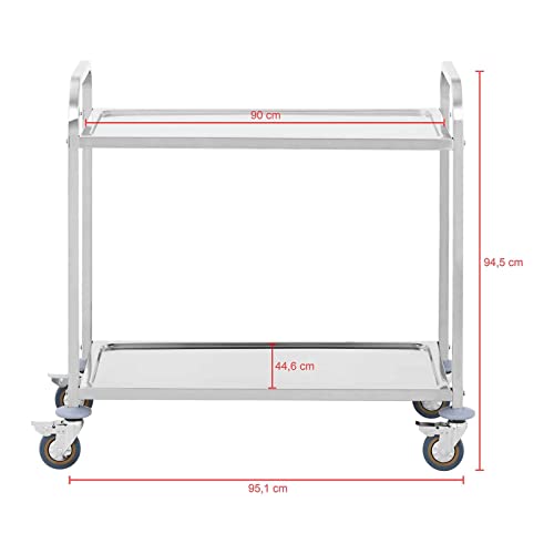 Royal Catering RCSW 2 Serveerwagen tot 160 Kg 84 x 43 cm Vergrendelbare Wielen Serveer Trolley voor Buiten in de Tuin of… - Afbeelding 6