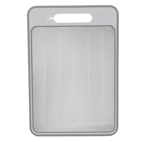 Defrosting Tray, Grey Cutting Board with Sharpener Garlic Grater Double Sided Chopping Board for Kitchen Food Preparation