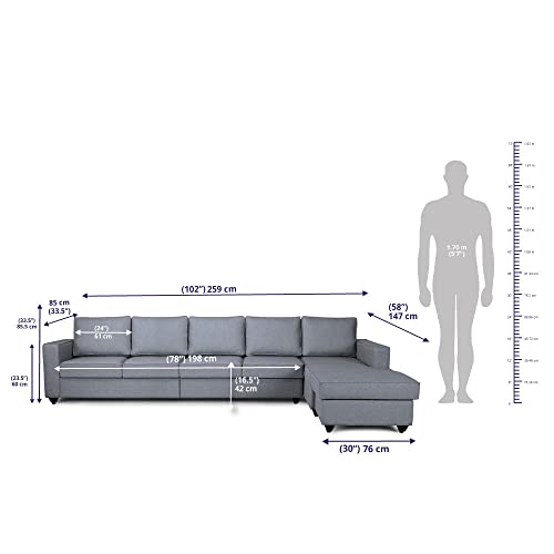 Image of Wakefit Sofa Set | 3 Year Warranty | Sofa 3 Seater, 3 Seater Sofa for Living Room, Wooden Sofa Set, 4 Seater + Right Aligned, Sofa for Living Room - Napper(Omega : Blue)