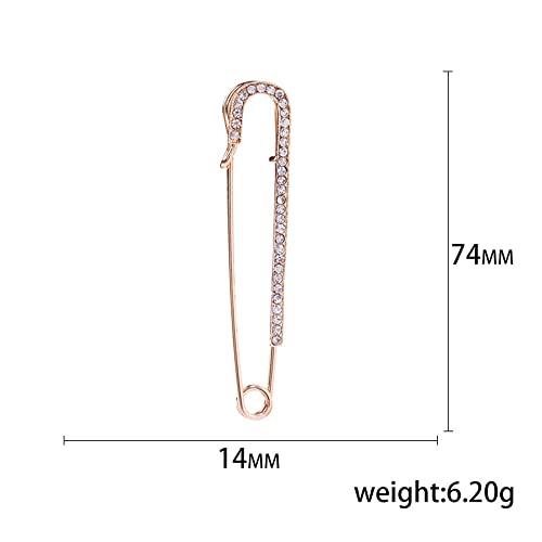 Image of Delicate Big Safety Pin Rhinestones Brooches Pins Minimalist Brooch Classic for Women Men Ladies Girls for Party Dance Banquet Dainty Elegant Lapel Pins Dress Suit Shirt Bag Hat Shawl Sweater Ceremony Clothes Accessories Daily Jewelry Mother's Day Valentine's Day Decor Christmas Birthday Gifts Her Mom Wife