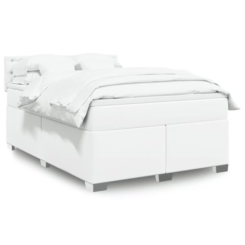 Juroupi Cama Box Spring con colchón Cama con colchon Bed Frame Estructura Cama Base Cama Cuero sintético Blanco 140x190 cm - 3288421