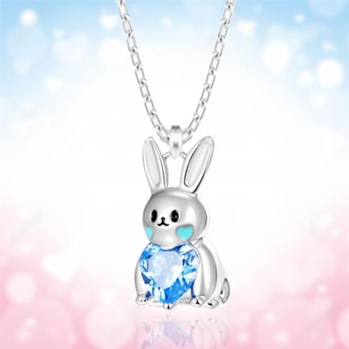 Collier pendentif lapin bleu en cristal cadeau de naissance unique - 3