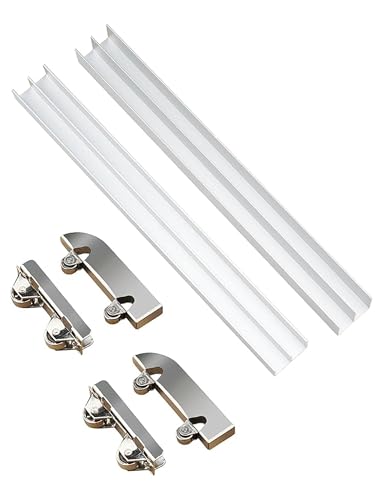 Rail de porte coulissante en alliage d'aluminium - Double rail en verre épais de 5 mm - Pour vitrines et armoires