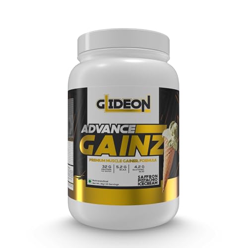 Image of Advance Gainz Weight Gainer | 32g Protein, 5.2g BCAA, 4.2g Glutamic Acid | High Calorie Mass Gainer Powder for Muscle Growth & Weight Gain | Easy Mix Formula (1 kg, Saffron Pistachio)