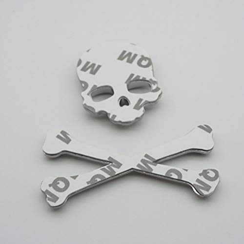 Soimiss Silver 3D Metal Skull Head Car Sticker Rear Trunk Crossbone Emblem Sticker Personalized Skeleton Decals Automobile Decor #TOP6