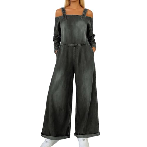 Combinaison en jean extensible et respirante à jambe large pour femme