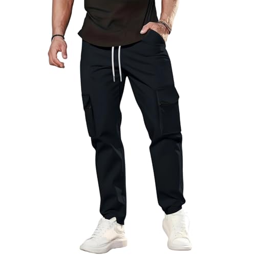 FQZWONG Men's Casual Cargo Pants Workout Joggers Stretch Sweatpants Hiking Drawstring Tactical Pants with Multi Pockets