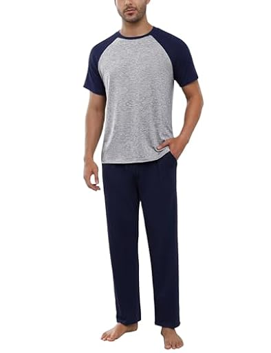 Bresdk Pijamas Hombre Invierno Algodón con Camiseta Manga Corta y Largos Pantalones 3 Piezas Conjunto de Ropa de Dormir de Cuello Redondo Azul M | Ya disponible en tu tienda friki favorita! En mundofriki.es!