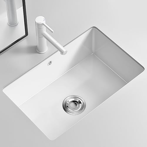 ZDMZR Lavabo Rectangular de Cerámica de Porcelana for Baño Bajo Encimera, Fregadero Bajo Encimera, Pila Lavamanos Rectangular, Lavabo for Baño, Lavabo Ceramica Color Blanco (Size : 61x40cm)