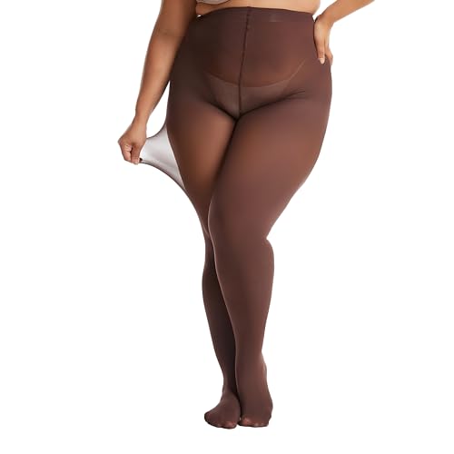 Image of Frola Plus Size Tights for Women Semi Opaque Control Top High Waist Stockings 60 Denier Women's Pantyhose 2X 3X 4X 5X