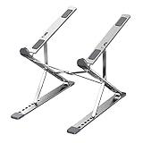 Mingtongli Soporte plegable para computadora portátil de aleación de aluminio, soporte de para computadora portátil antideslizante, elevador de PC, accesorios para el hogar, regalos, gris, Plata