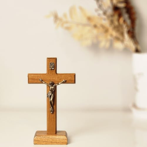 Crucifixo de Mesa Madeira Clara 12 cm
